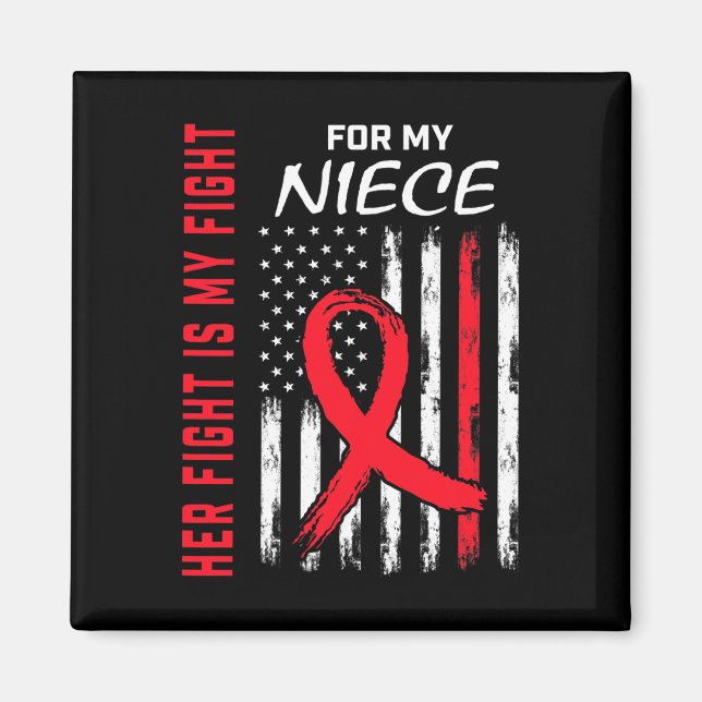 Röd hennes kamp Niece Heart Disease Awareness Us F Magnet (Framsidan)
