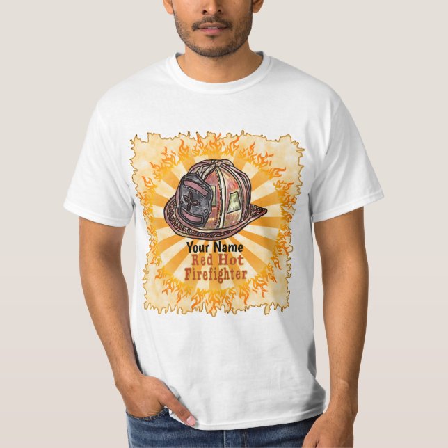 Röd het brandman T-shirt (Framsida)