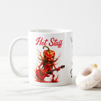 Röd het chili rocker med citat kaffemugg