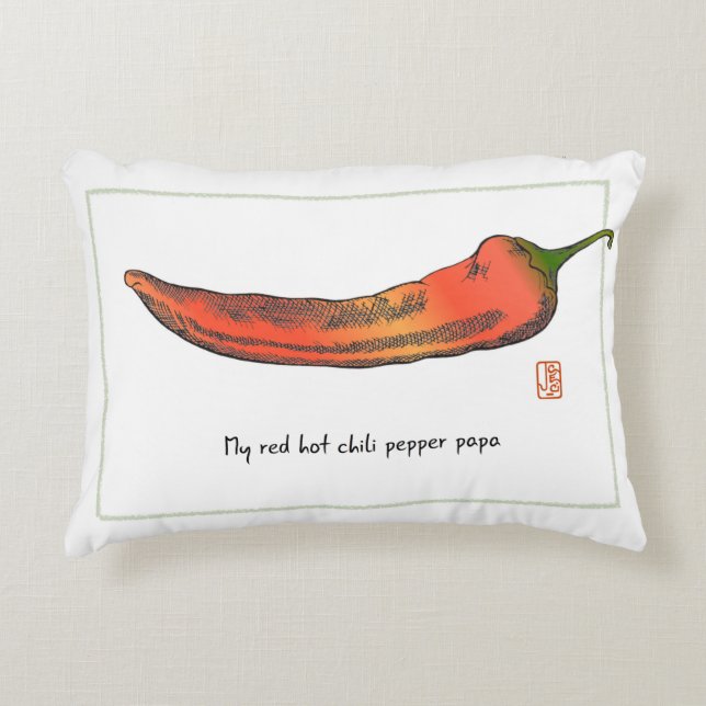 Röd het chilipeppar-pappa accentkudde prydnadskudde (Framsidan)