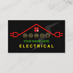 Röd het elektrisk krets tak visitkort