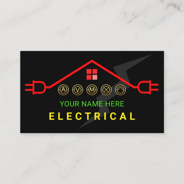 Röd het elektrisk krets tak visitkort (Framsida)