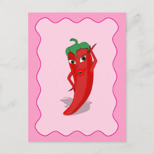 Röd het paprika diva rosa vågig kant vykort
