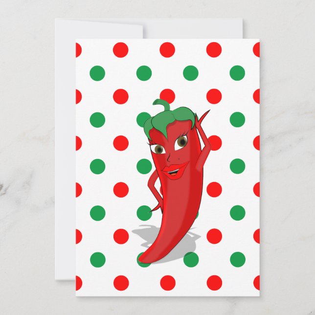 Röd het peppar Diva röd Grön prickig  Invitati Inbjudningar (Framsida)