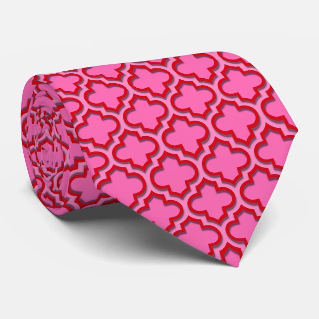 Röd het rosa marockansk quatrefoil-mönster #5DS Slips (Rullad)
