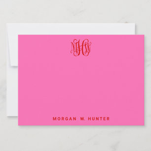 Röd het rosa vinranke skript monogram gör-det-själ tack kort