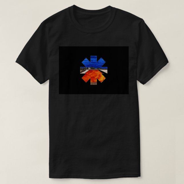 Röd hett blå eldmask t shirt (Design framsida)