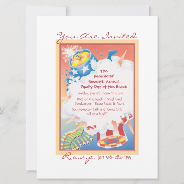 Röd Hett och blå Inbjudningar (Framsida)