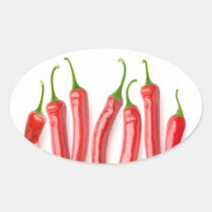 Röd hett peppar ovalt klistermärke