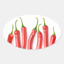 Röd hett peppar ovalt klistermärke