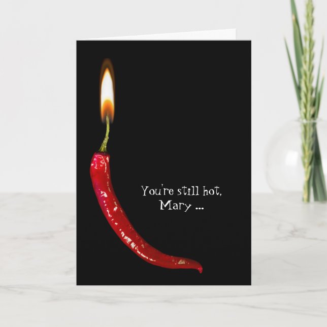 röd hett pepparljus födelsedag för äldre kort (Framsida)