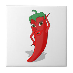 Röd Hett Pepper Diva Kakelplatta