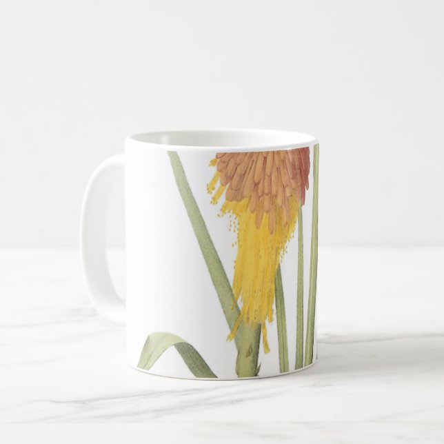 röd hett poker (Tritoma uvaria) från Redouté Kaffemugg (Framsida vänster)