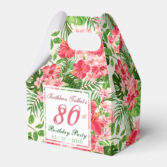 Röd Hibiscus 80:e Födelsedagsfestens favoritruta Presentaskar (Framsidan Sidan)