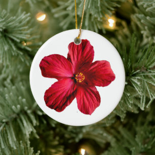 Röd Hibiscus Blomcirkel Ornament