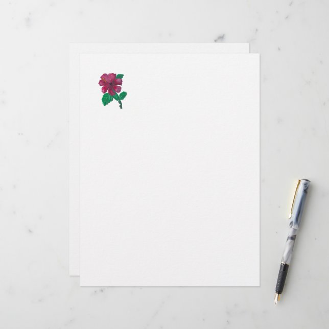 röd hibiscus-blomma Letterhead Brevhuvud (Fram/Back In Situ)