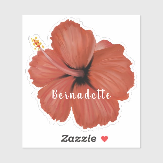 Röd Hibiscus blomma namn dekal (Ark)