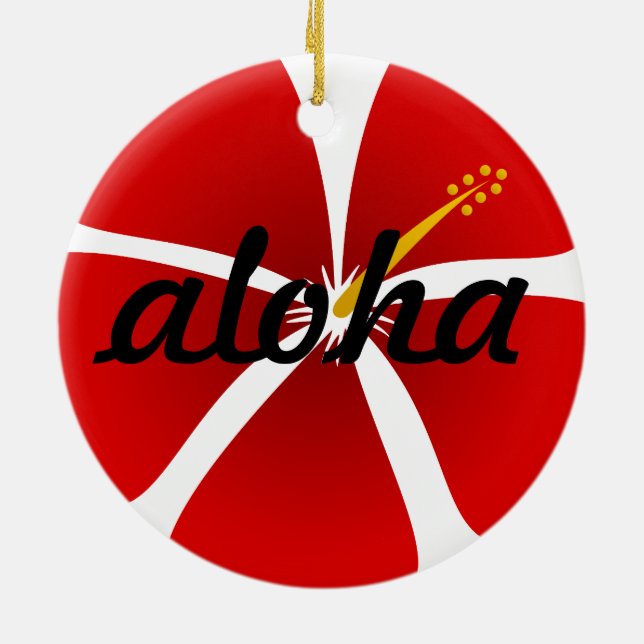 Röd Hibiscus Blommor Aloha jul Ornament (Baksidan)