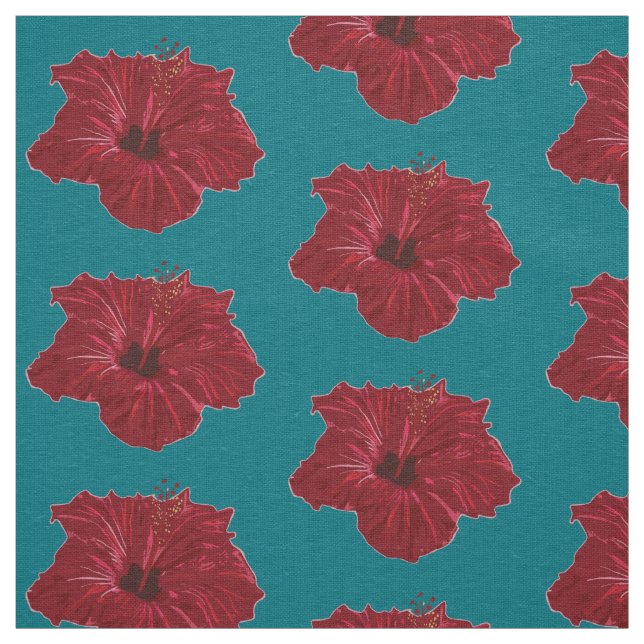 Röd Hibiscus-blommor Tyg (Prov)