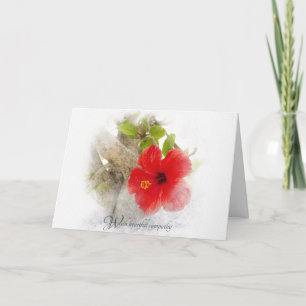 Röd hibiscus blomsympati kort