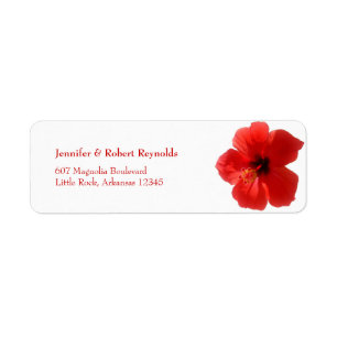 Röd Hibiscus Bröllop-adressetikett Returadress Etikett