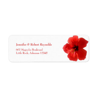 Röd Hibiscus Bröllop-adressetikett Returadress Etikett