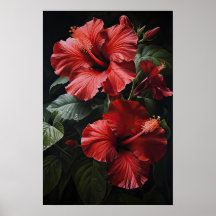 Röd Hibiscus Flower Art Print Poster