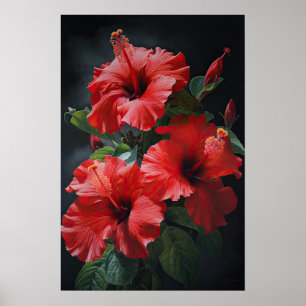 Röd Hibiscus Flower Art Print Poster
