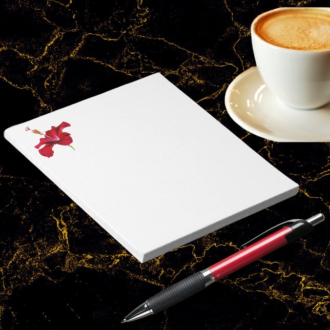 Röd Hibiscus Flower Side View Anteckningsblock (Red Hibiscus Flower Side View Notepad)