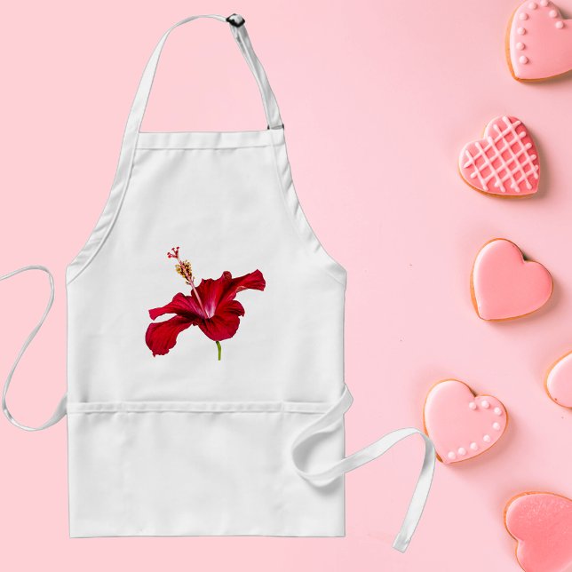 Röd Hibiscus Flower Side View Förkläde (Red Hibiscus Flower Side View Adult Apron)