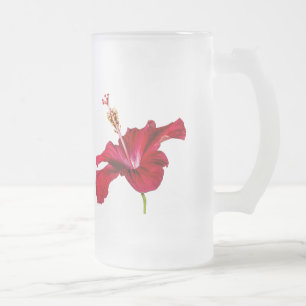 Röd Hibiscus Flower Side View Frostat Ölglas