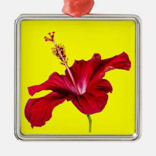 Röd Hibiscus Flower Side View Julgransprydnad Metall