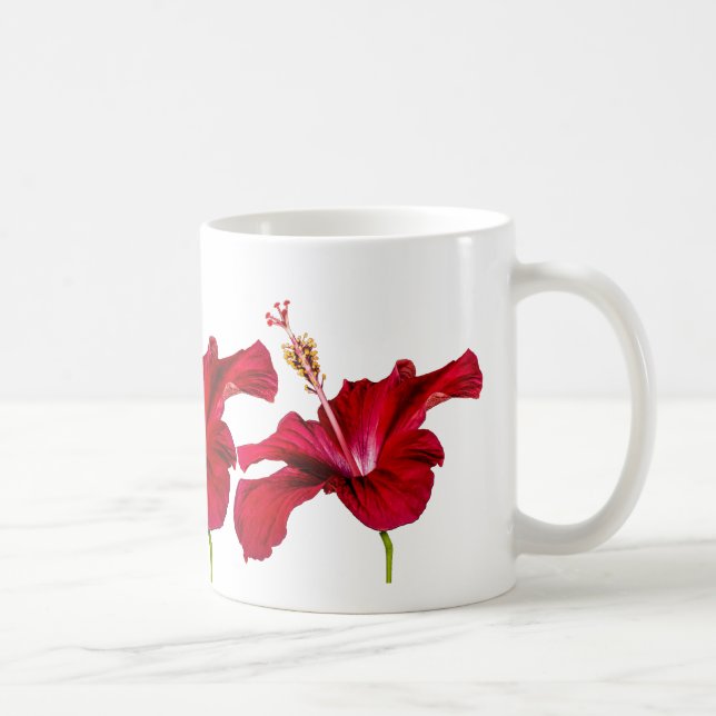 Röd Hibiscus Flower Side View Kaffemugg (Höger)