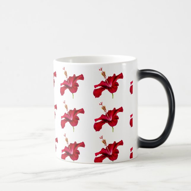 Röd Hibiscus Flower Side View Magisk Mugg (Höger)