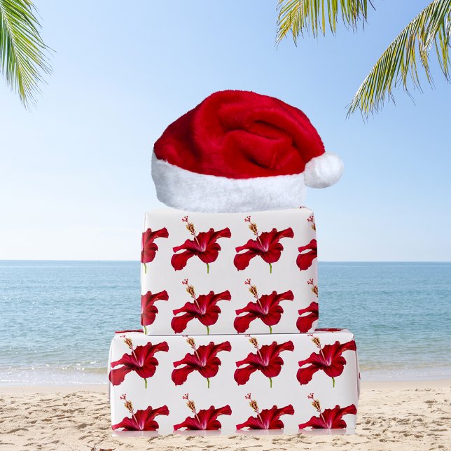 Röd Hibiscus Flower Side View Presentpapper (Red Hibiscus Flower Side View Wrapping Paper)