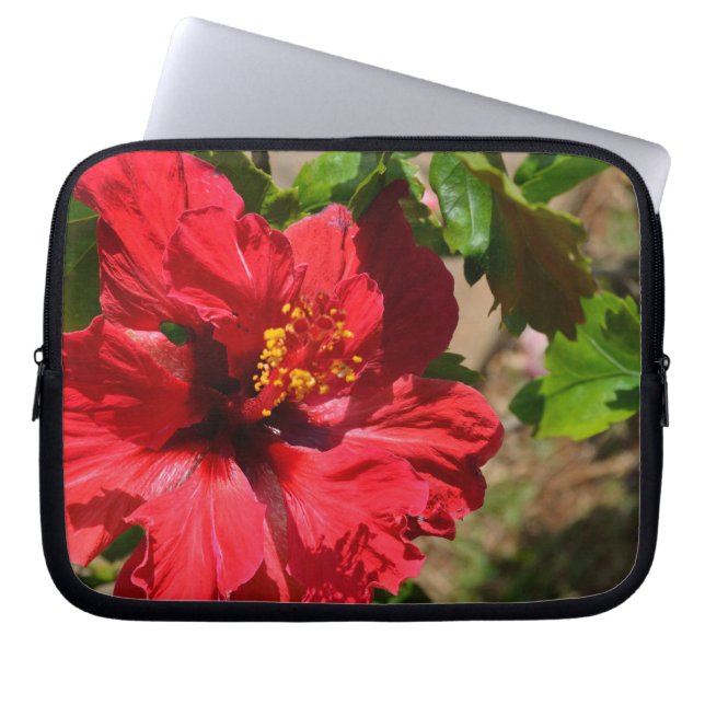 Röd Hibiscus Laptopväska Laptop Sleeve (Framsidan)