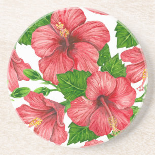 Röd hibiscus vattenfärg mönster underlägg