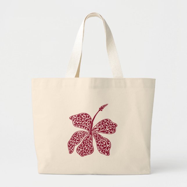 Röd Hibiskus Blommig Jumbo Tygkasse (Framsidan)