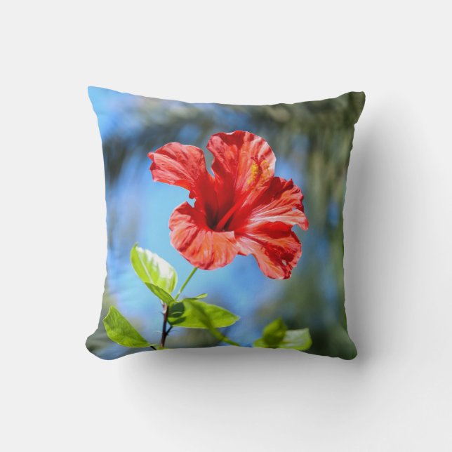 Röd hibiskus kudde (Framsida)
