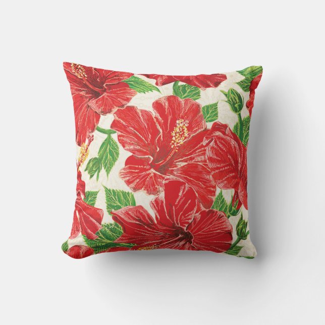 Röd hibiskus kudde (Framsida)