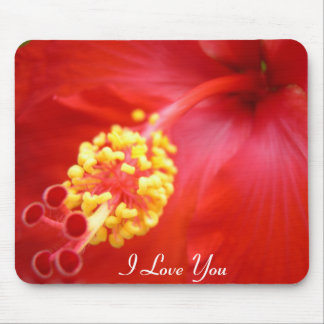 Röd hibiskus Mousepad - din text! Musmatta