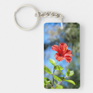 Röd hibiskus nyckelring