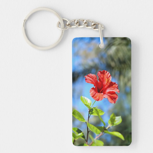 Röd hibiskus nyckelring (Framsidan)