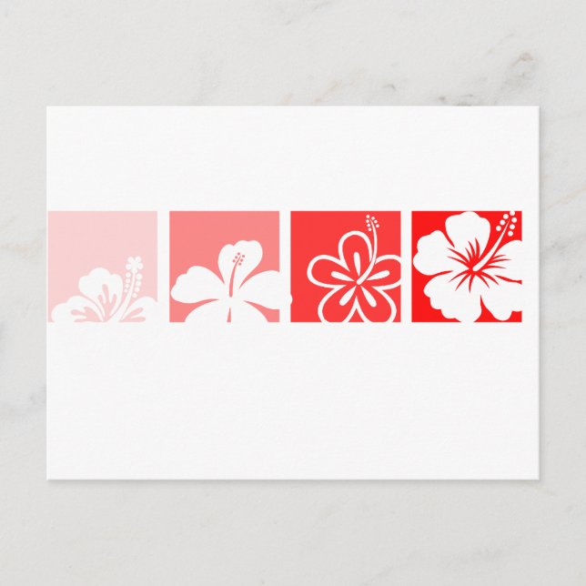 Röd hibiskus pastell design vykort (Framsida)