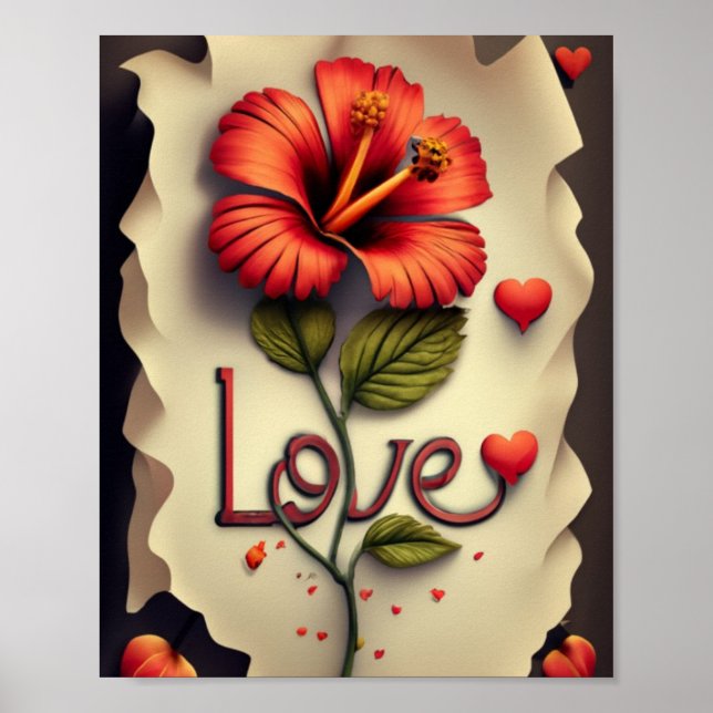 Röd Hibiskus Poster (Framsidan)