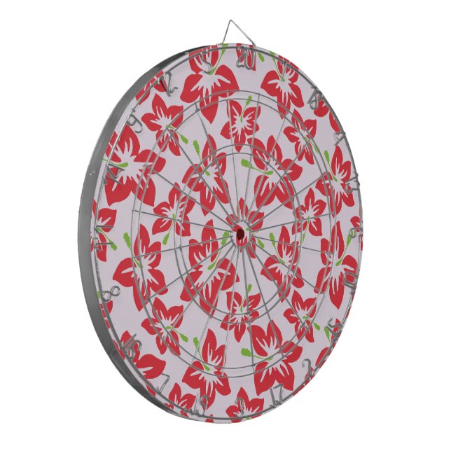 Röd Hibiskus, Röda Blommor, Mönster Av Blommor Darttavla (Vänstra Framsidan)