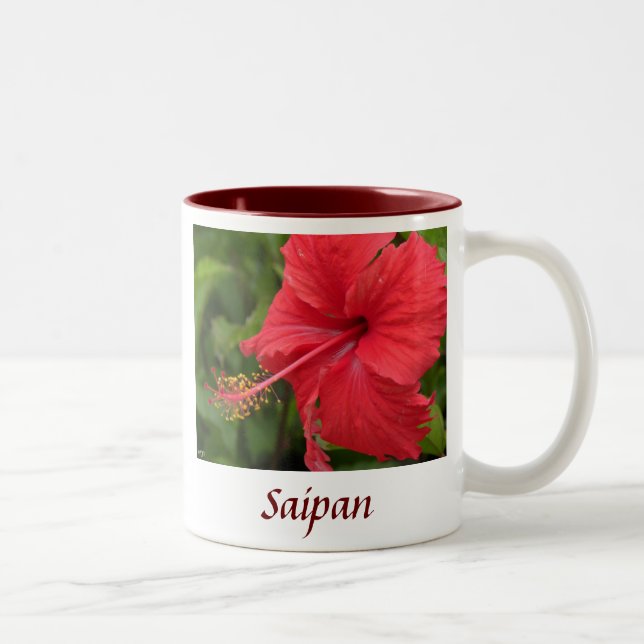 Röd hibiskus Två-Tonad mugg (Höger)