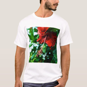 Röd Hibiskusblomma T Shirt