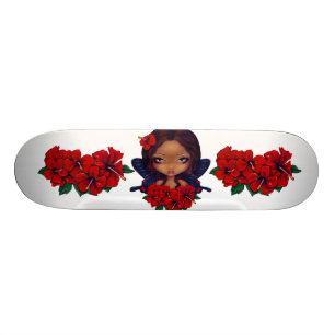 Röd hibiskusfeSkateboard Mini Skateboard Bräda 18,5 Cm