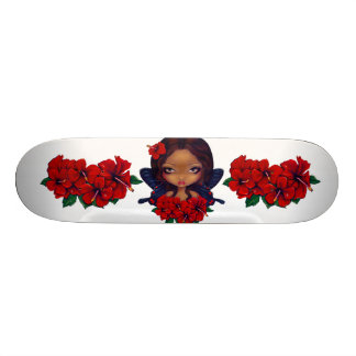 Röd hibiskusfeSkateboard Mini Skateboard Bräda 18,5 Cm